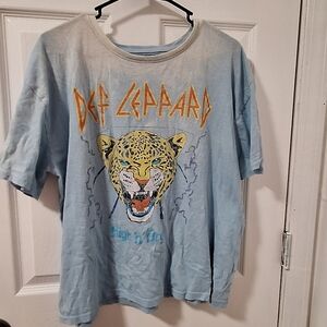 Def Leppard Band Blue Graphic T-Shirt